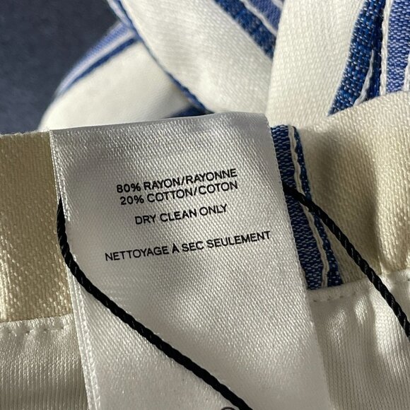 Express Women's Paper bag Trouser Pant Blue White Stripe High Rise Size 0 - Picture 8 of 9